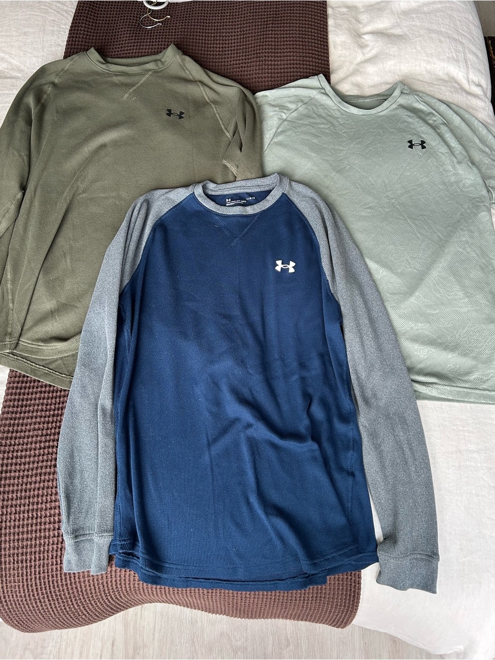 Under Armour Men’s Long-Sleeve Performance Tops - Navy, Olive & Light Green